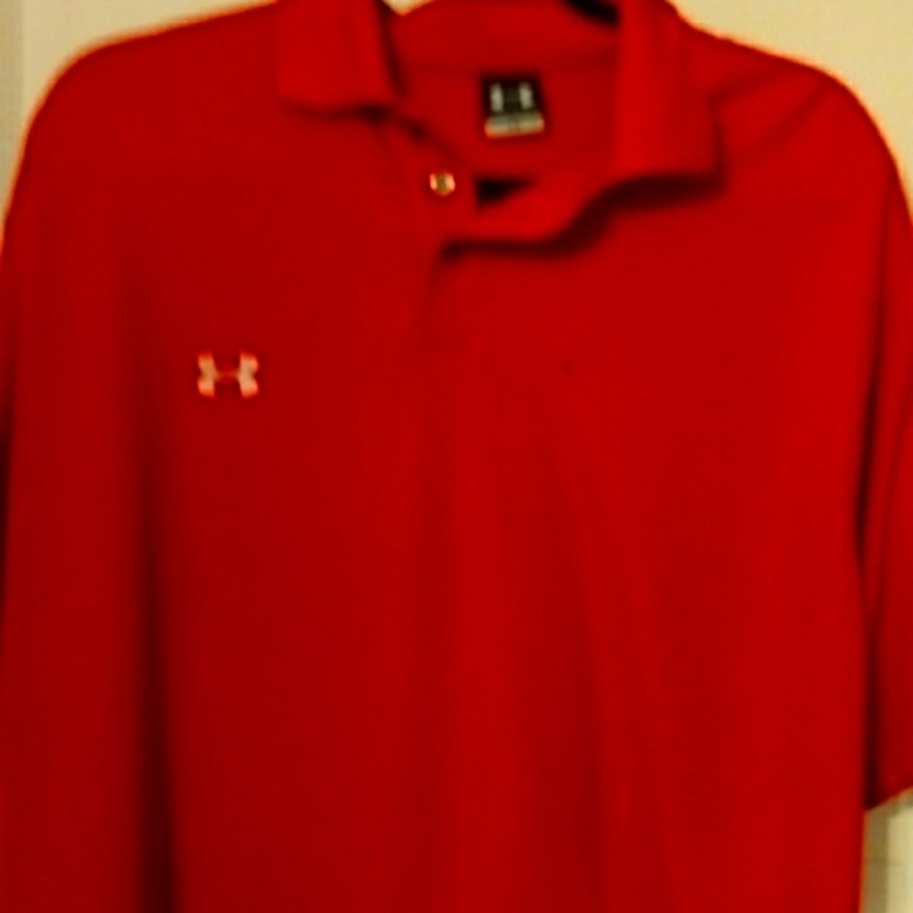 Under armour Red Polo White logo lg large